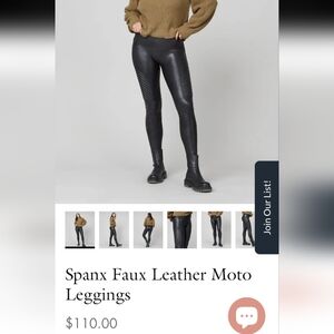 Spanx Faux Leather Moto Leggings Size S Black